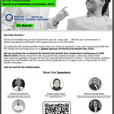 Our Dear Dentists you are all invited  to join the dental community  across Middle East and Africa  in the celebration of 2023 World Oral health  in 20th March … Join us and be the ambassador  in improving the Oral health globally